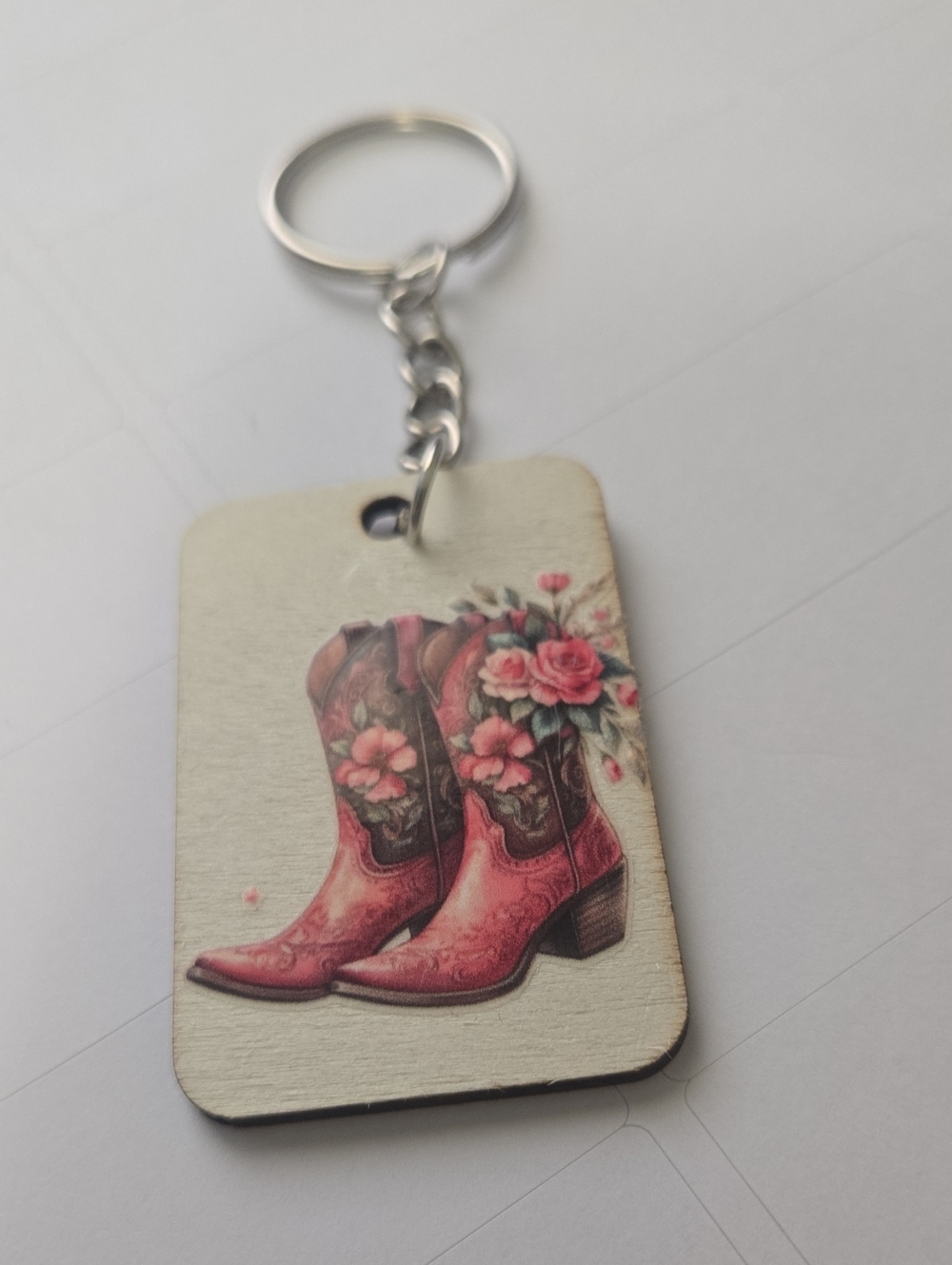 Handcrafted cowgirl boot keychain – Floral Western Bag Charm Key11